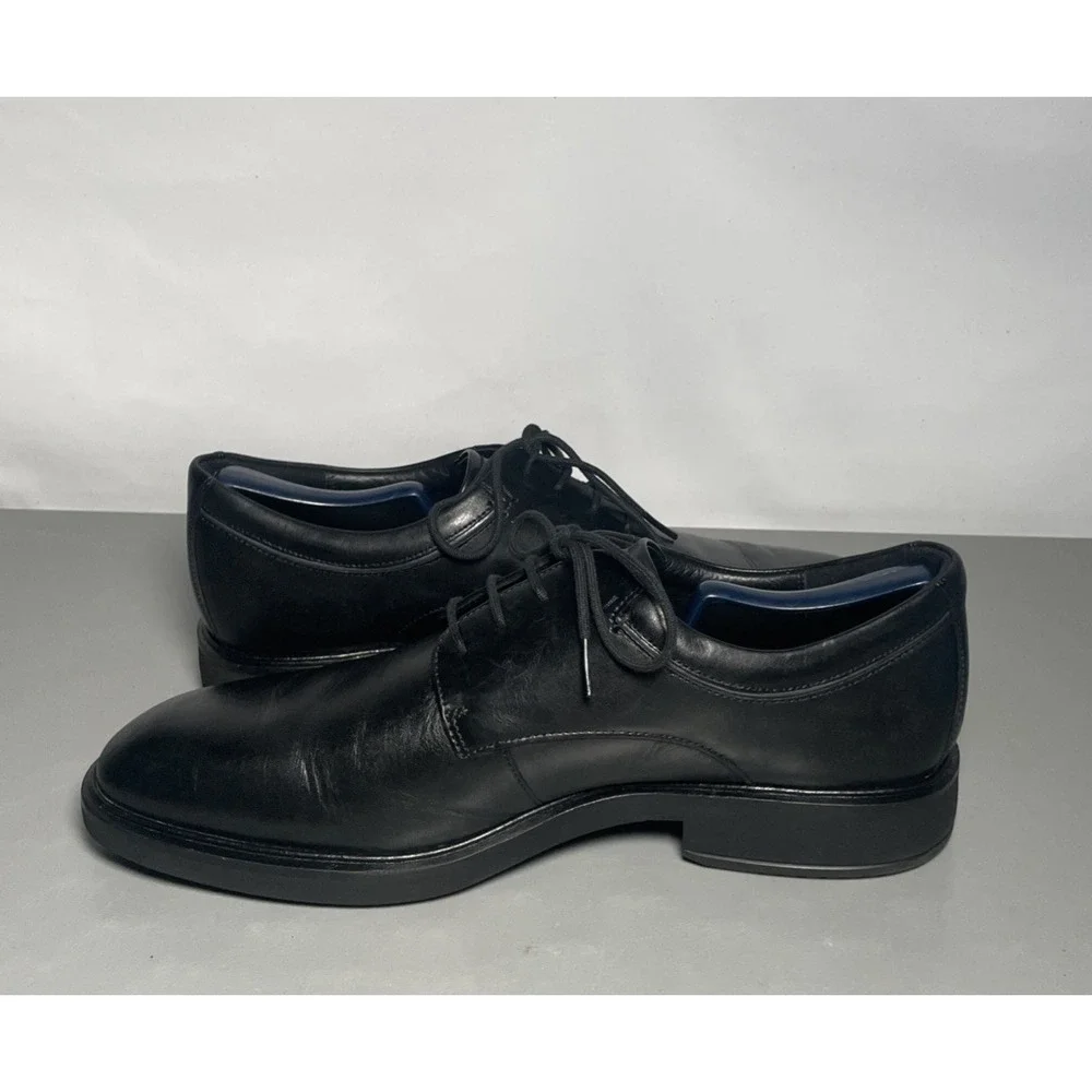 ECCO Vitrus Plain Toe Derby Black Leather Men's Size 12 / EU 46